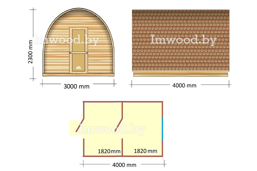 План арочного дома, модель 4 метра 