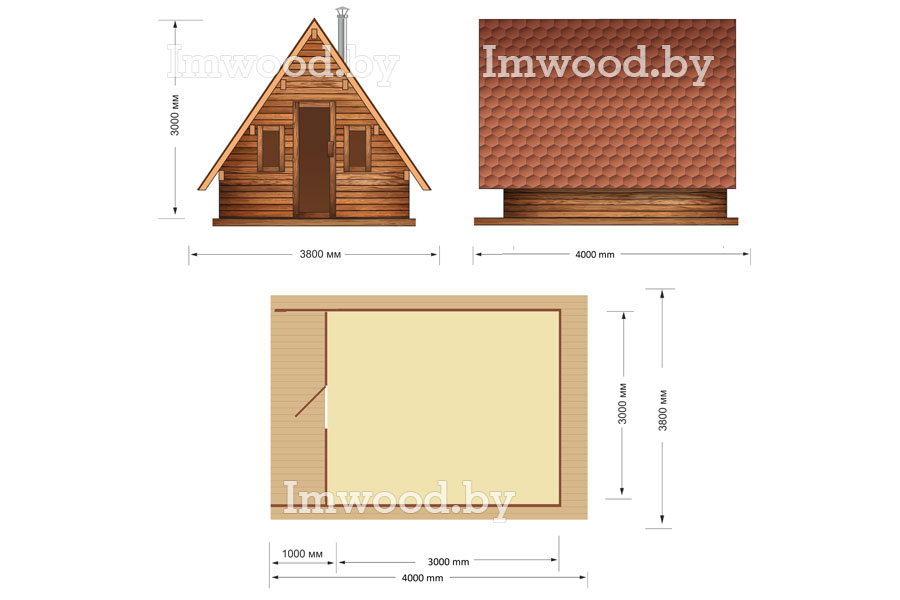 План дома, модель 3x4 метра 