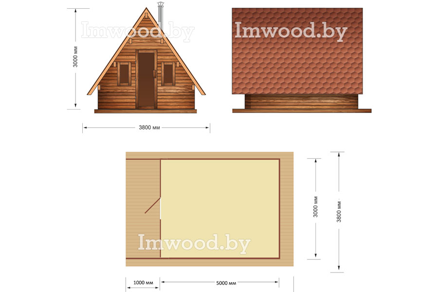 План дома, модель 3x6 метров 