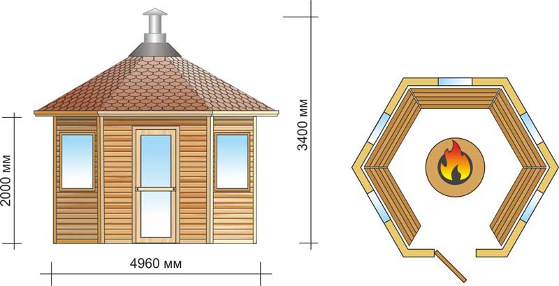 План гриль-беседки, модель 16 метров