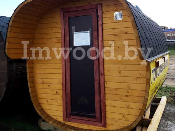 купить готовую баню в Минске, модель Квадро-бочка 3,5 метра