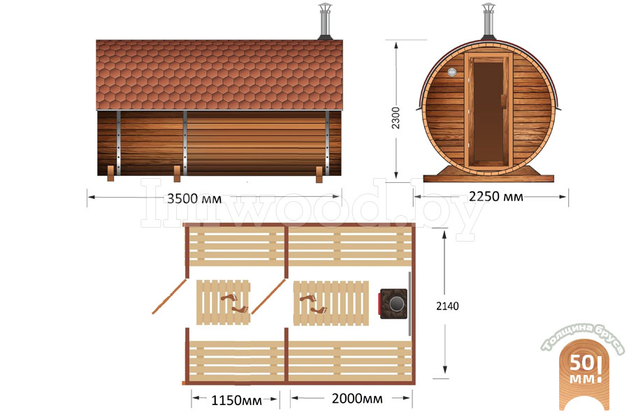 План бани-бочки