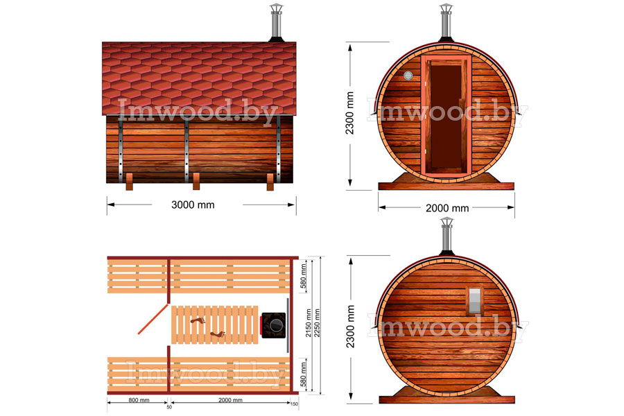 План бани-бочки