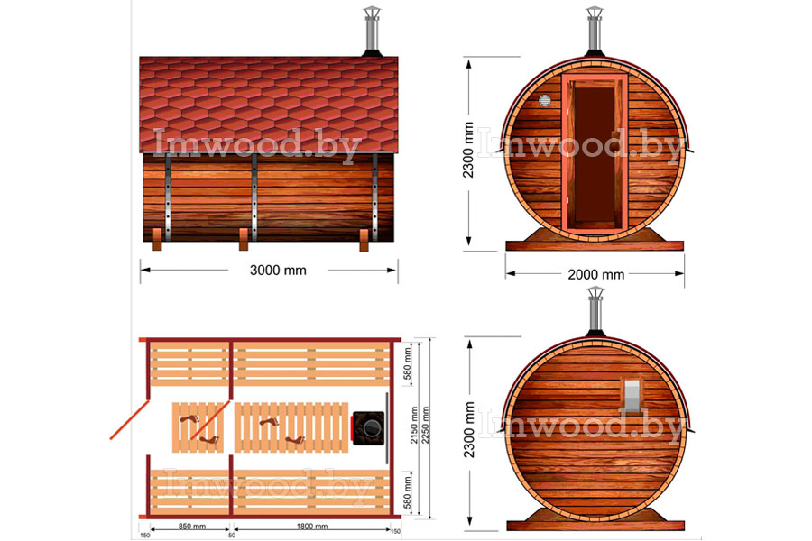 План бани-бочки