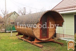 Фото бани-бочки, модель 5,5 метра - у нас вы можете купить баню-бочку в Минске с доставкой по всей Беларуси!