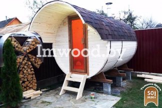 Фото бани-бочки, модель 3 метра - у нас вы можете купить баню-бочку в Минске с доставкой по всей Беларуси!