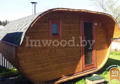 Фото бани овало-бочки, модель 3,5x4 метра - у нас вы можете купить баню овало-бочку в Минске с доставкой по всей Беларуси!ой по всей Беларуси!