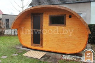 Фото бани овало-бочки, модель 3x4 метра - у нас вы можете купить баню овало-бочку в Минске с доставкой по всей Беларуси!