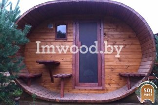 Фото бани овало-бочки, модель 3,5 на 2,5 метра - у нас вы можете купить баню овало-бочку в Минске с доставкой по всей Беларуси!