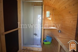 Баня овало-бочка c душевой кабиной