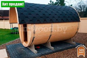 Фото бани-бочки, модель 3,5 метра - у нас вы можете купить баню-бочку в Минске с доставкой по всей Беларуси!
