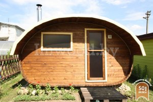 Овальная баня 2,5x4 с козырьком