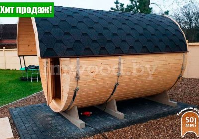 Фото бани-бочки, модель 3,5 метра - у нас вы можете купить баню-бочку в Минске с доставкой по всей Беларуси!