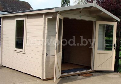 Садовый домик 3х4,45м с навесом 1,5м. Арт. 2.01-ДСН-3х3-ип
